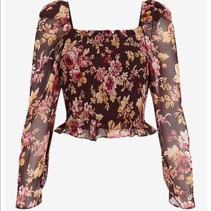New Floral Square neck Smocked Body Top